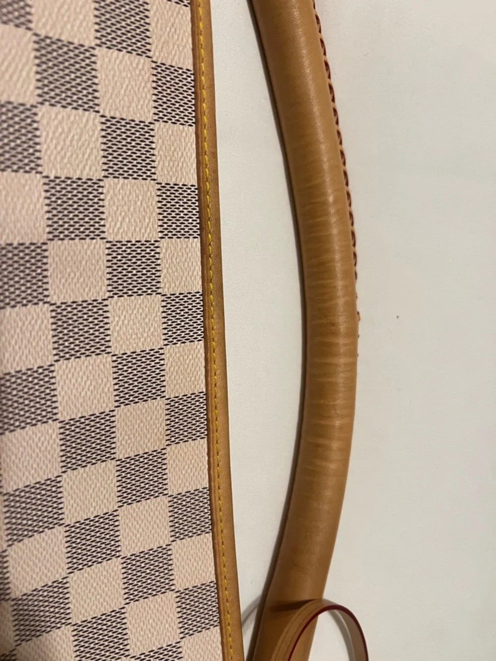 Louis Vuitton Damier Azur Checker Shoulder Tote with Tan Handle - Picture 4 of 5